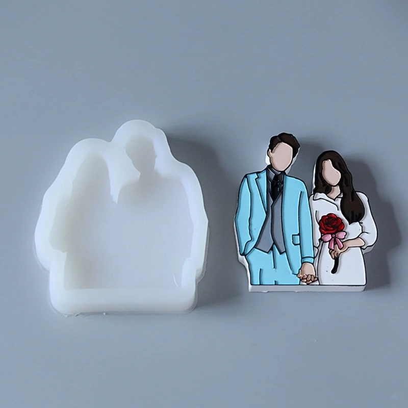 

8Pcs Wedding Photos Gypsum Line Drawing Mold Bride and Groom Resin Casting Mold Home Decor Art Crafts Tools Color Random