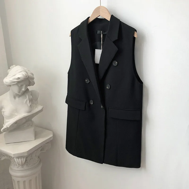 

Autumn New Arrival Woven Waistcoat Women Long Casual Suit Vest Sleeveless Jacket Female Vest Loose Plus Size Coat Girl Outerwear