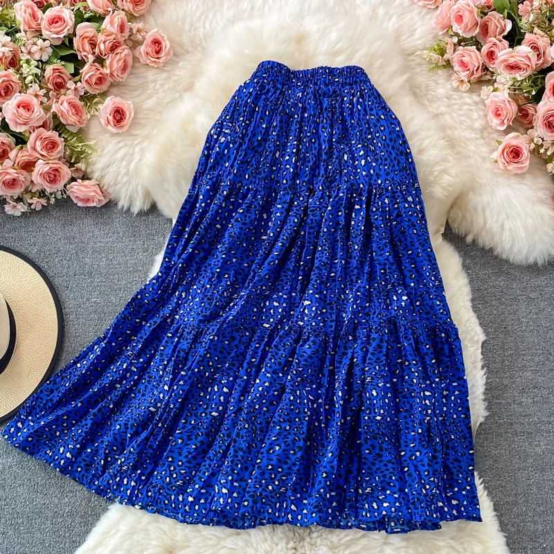 

Женская шифоновая юбка с завышенной талией, трапециевидная юбка средней длины с эластичным поясом