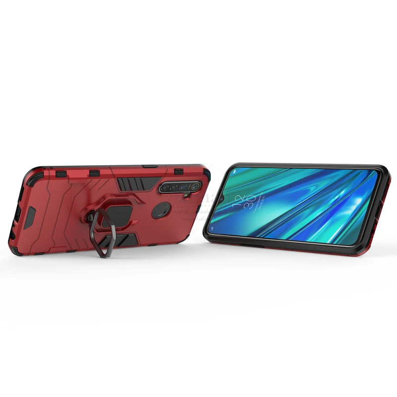 hybrid rugged armor for oppo realme c3 case kickstand with metal finger ring shock proof cover for oppo realmi c21 phone cases free global shipping