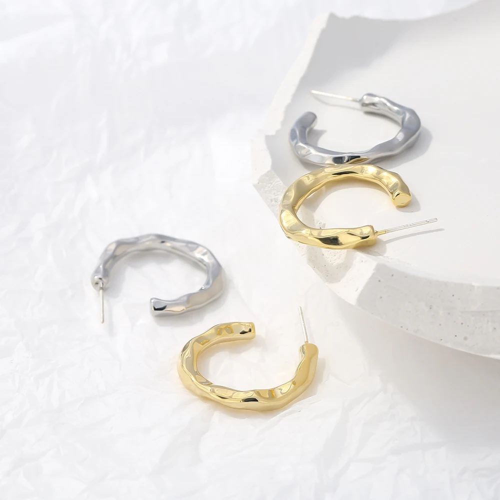 Серьги-гвоздики Yhpup в минималистичном стиле из меди и металла женские золотистые