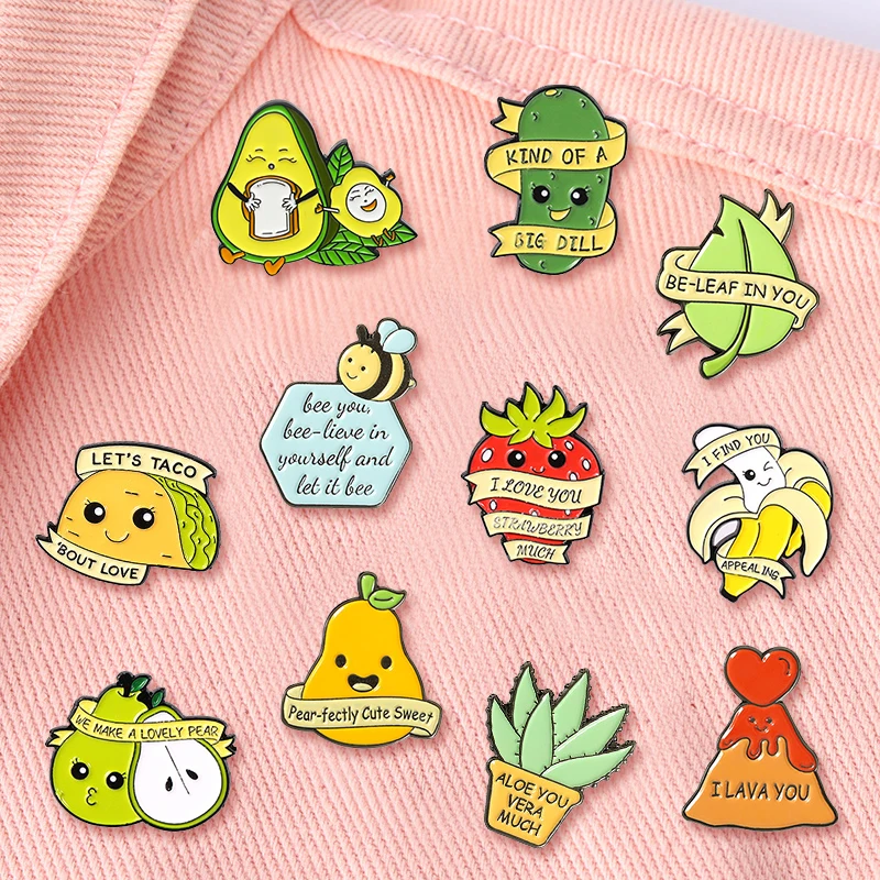 

Creative Trendy Cartoon Avocado Fruit Oil Drop Lapel Brooch Badge Pin Denim Bag Gift Men Women Fashion Jewelry Cloth Decoration