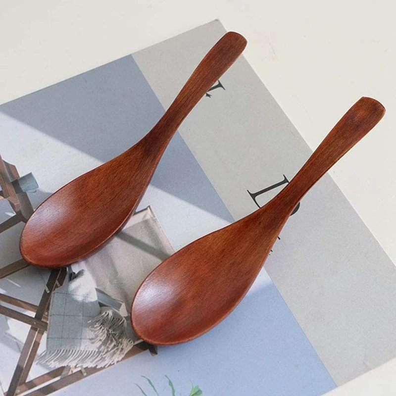 

Soup Spoons, Wooden Spoons,Environmental Protection Tableware,6 Pieces