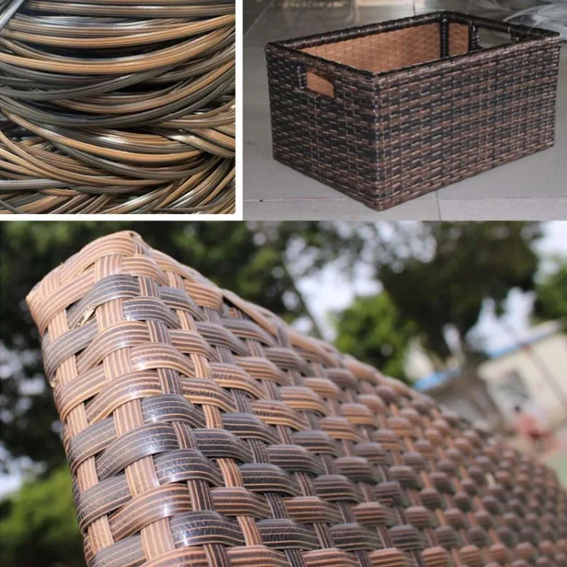 Рулон плоского синтетического ротанга с черным градиентом 8 мм плетеная мебель