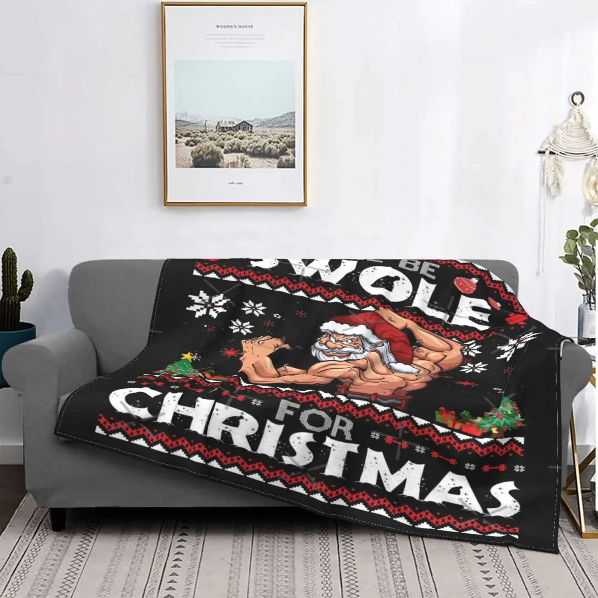 

Imate Be Swole-Manta de Navidad para cama, colcha a cuadros con capucha, 150