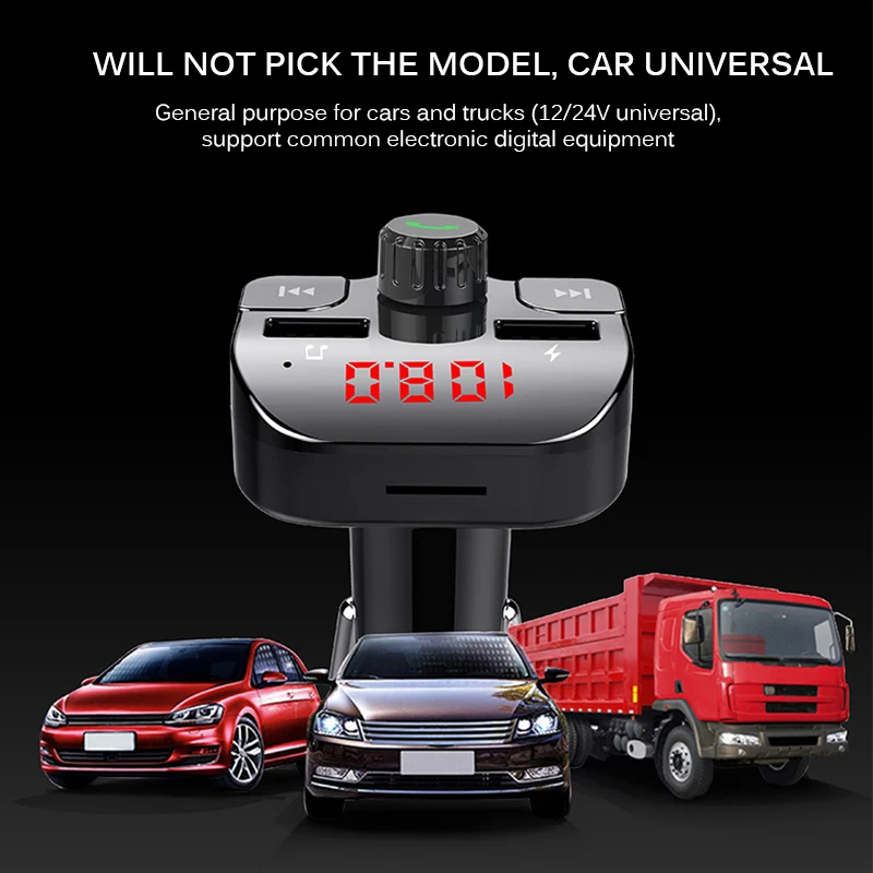 2019 New Bluetooth FM Transmitter Car MP3 Player HD Call Lossless Sound Quality Dual USB |