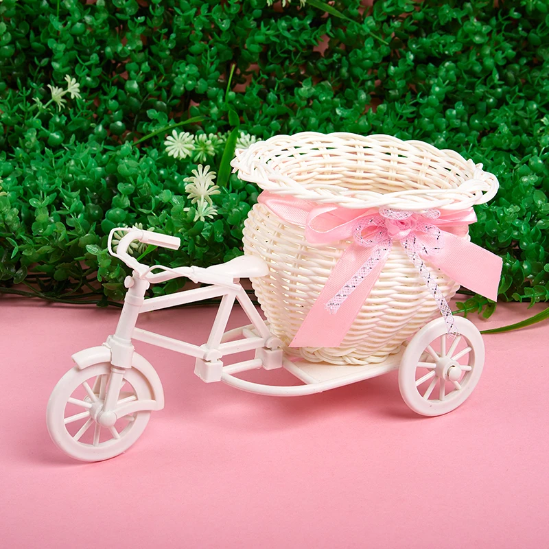 

Bicycle shape Flower Basket Garden White Tricycle Bike Design Flower Basket