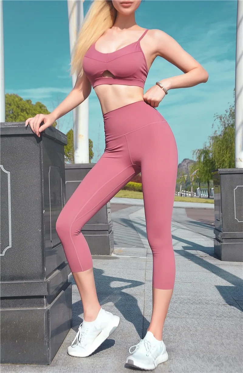 

Nude Seamless 7-point Fitness Yoga Pants for Women Yoga Leggings Energy Squat Proof Formfitting Tummy Control Push Up Sportswear