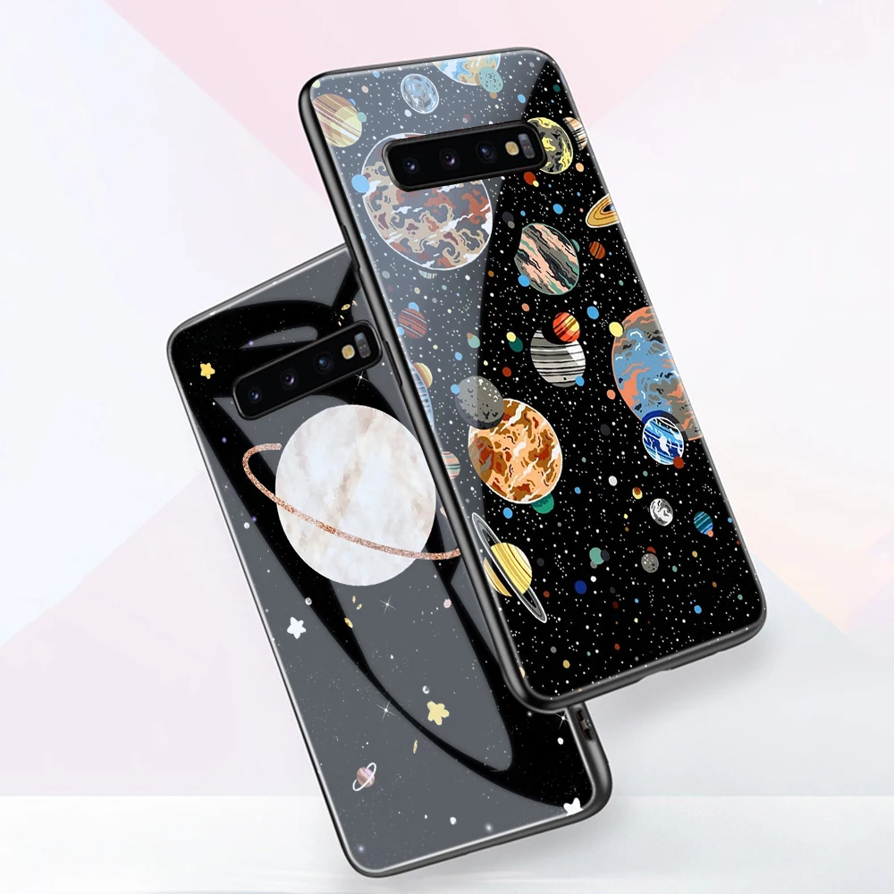 

Astronaut Planet Case For Samsung S21 S10 S9 S8 S20 Ultra A51 A71 A50 A21S A70 A52 A02S A12 Note 20 10 Plus Tempered Glass Funda