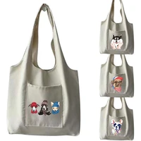 tote bag canvas bag shopping bag female bag travel sundries portable messenger shoulder bag cute puppy print pocket storage bag