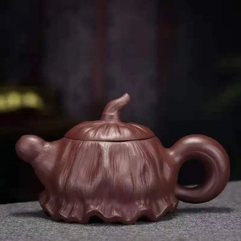 

Yixing handmade purple sand teapot raw ore purple mud lotus pot Kung Fu teapot collection ceremony tea set