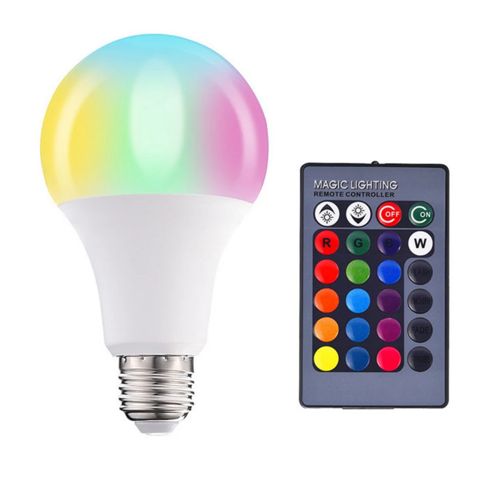 

E27 Smart RGBW LED Bulb Lights AC85-265V 3W 5W 10W 15W Colorful Dimmable Lampada Bulbs Lamp Lighting With 24Key IR Controller