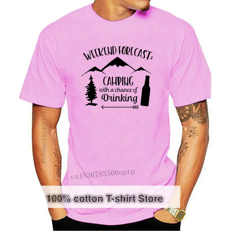 

New Camping Shirt Camp Beer Bottle Campfire T-shirt Weekend Forecast Camping with a Chance of Drinking wine lover funny graphic