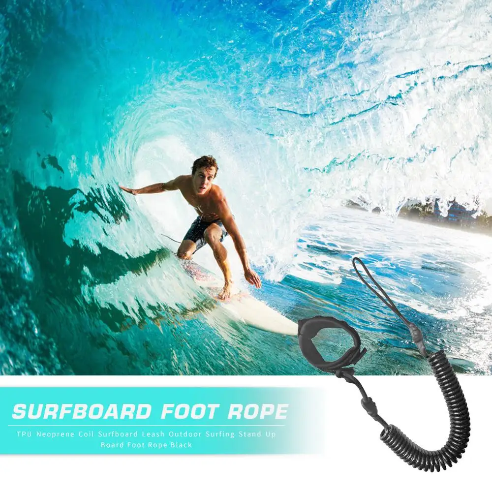 10ft Surfboard Traction Rope Ankle Leash Surfing Coiled Stand UP TPU Paddle Board Foot Leg Raft | Спорт и развлечения