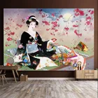Японская укиё-э певица Леди Вишневый цвет обои 3D суши Ресторан Izakaya роспись гостиной спальни Декор стены бумаги 3D