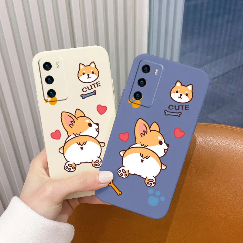 

Corgi Silicone Case For Huawei P40 P30 P20 Pro Lite Soft Phone Back Cover On Huawei Mate 40 30 20 Pro Lite P Smart 2021 Y7A