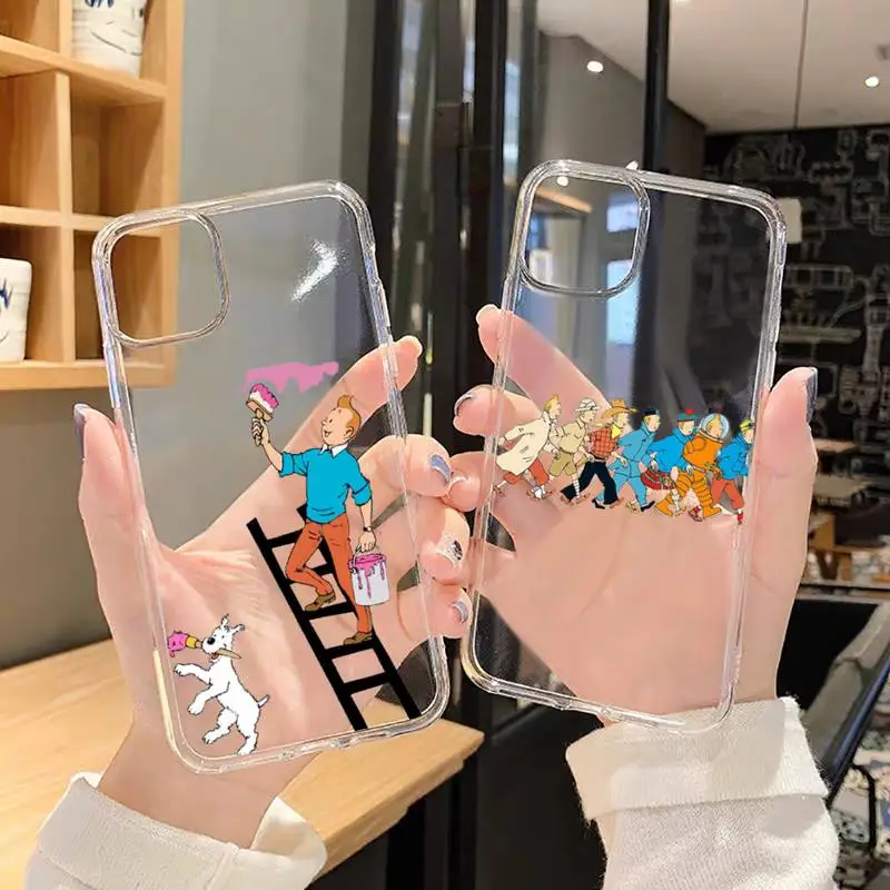 

cartoon The Adventures of Tintin Phone Case Transparent for iPhone 6 7 8 11 12 s mini pro X XS XR MAX Plus SE Clear mobile bag