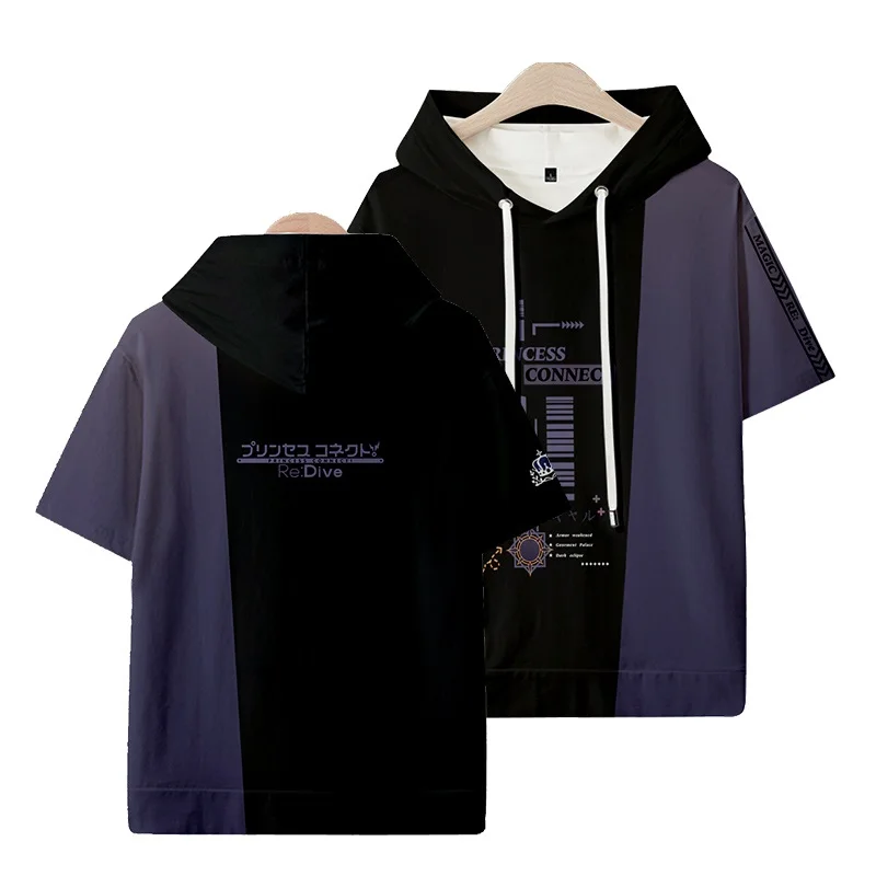 

Unisex Anime 3D Princess Connect! Re:Dive Natsume Kokoro Hooded Loose Breathable T-shirt Tee Shirt