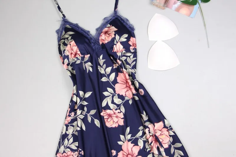 

Printed Flower Strap Night Dress Sleepwear For Women Cute Daily Casual Home Club Party Lingerie Femme Sexy