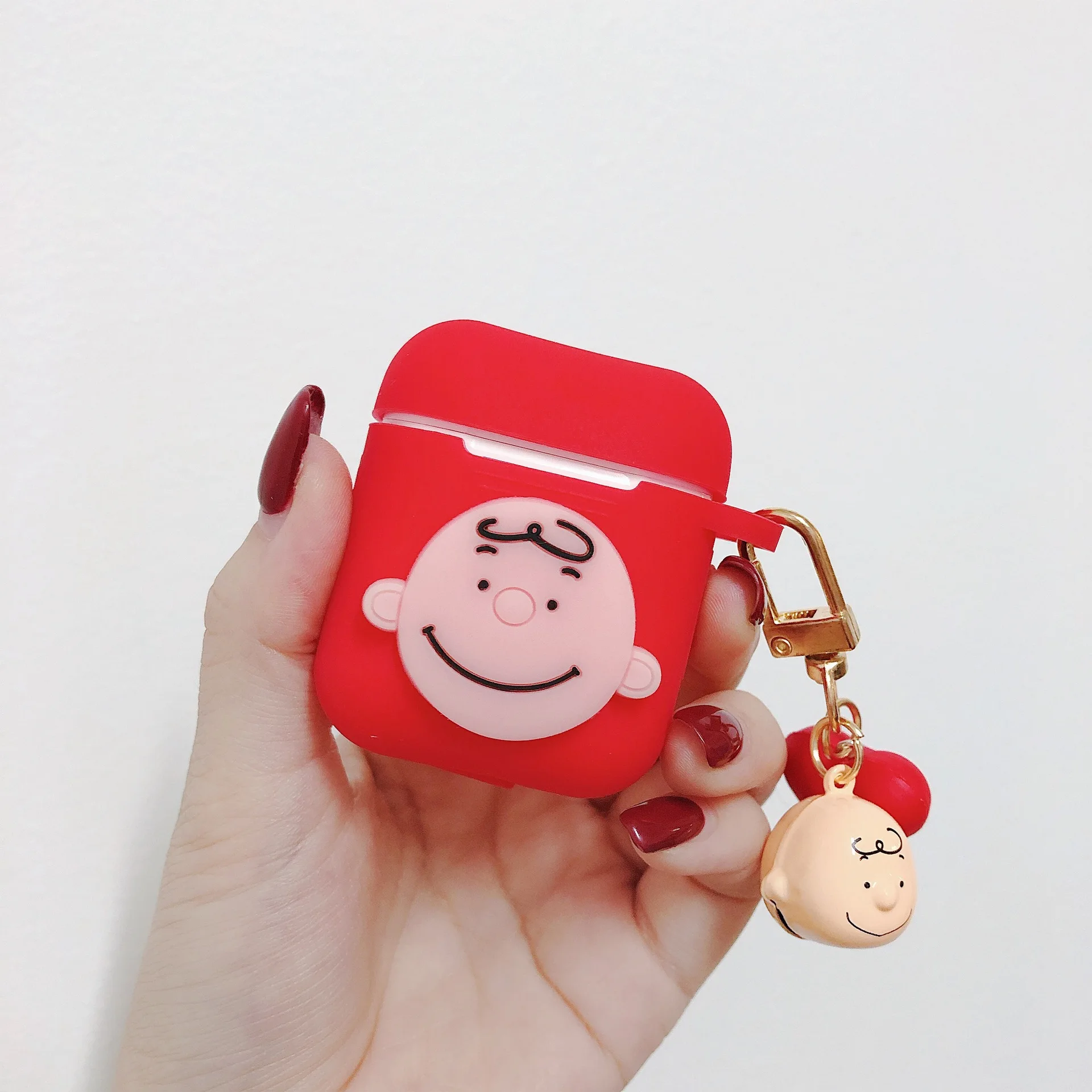 Red Мультяшный чехол для наушников AirPods, силиконовый кулон в виде животного, беспроводные наушники, анти-шок, для Apple Airpods 2, аксессуары - Цвет: Red
