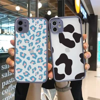 phone case for iphone 12 11 mini pro xr xs max 7 8 plus x leopard print matte transparent gray cover
