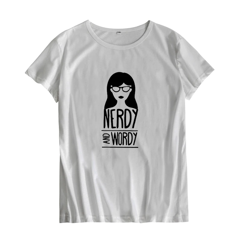 Милая футболка с графическим принтом Nerdy and Wordy забавная Tumblr для блогеров женские