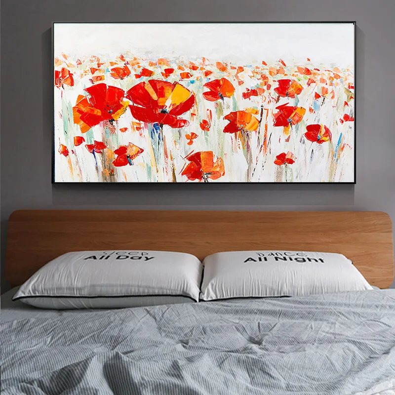 Абстрактная живопись красные цветы Wall Art картина холст для живописи Гостиная без