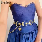 Ремень InsGoth, металлический, в стиле Харадзюку, в готическом стиле, с золотой луной, поясные цепные ремни, аксессуары в готическом стиле