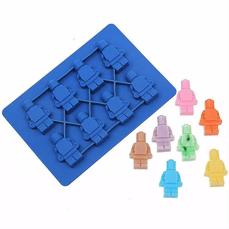 Формы для торта Lego Робот строительные кирпичи силиконовый лоток льда конфеты