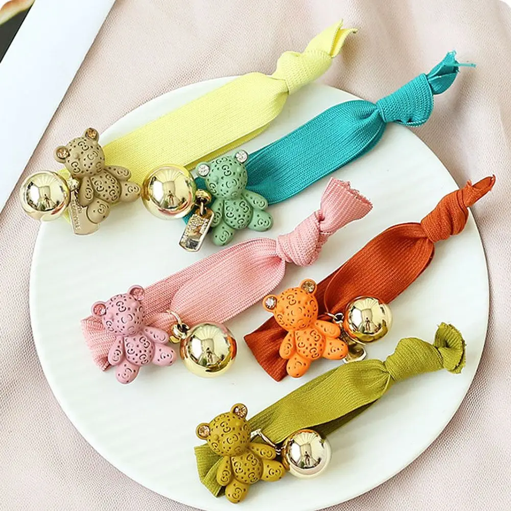 Корейские милые Медвежонок резинки для волос женские бусины хвостика держатель