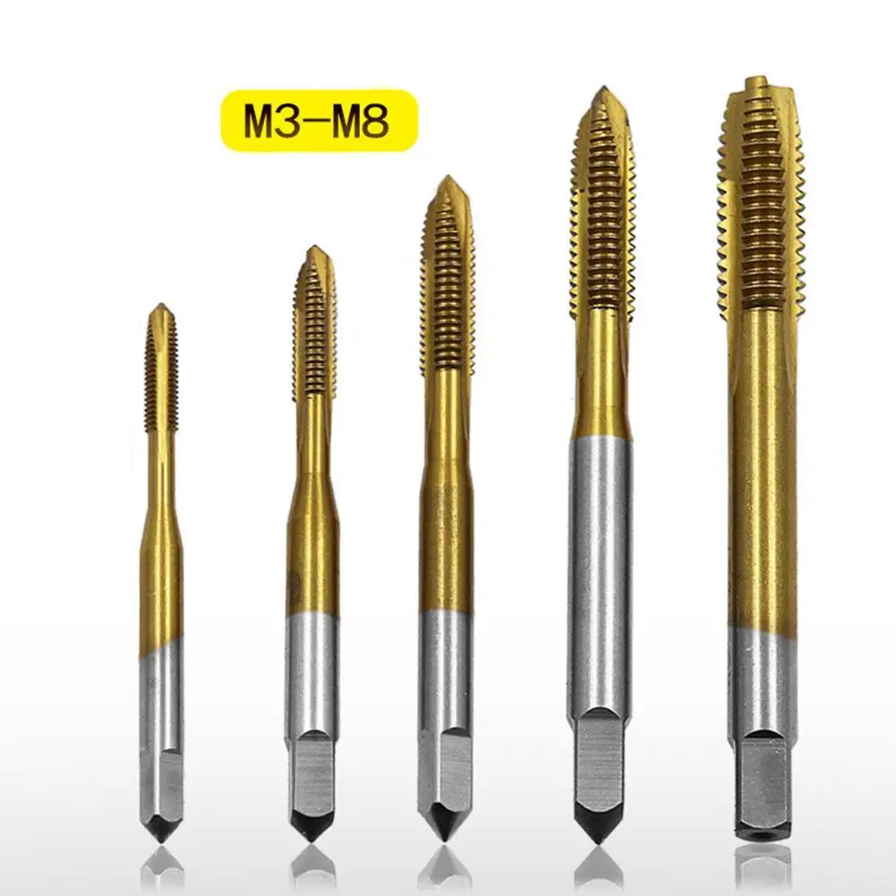 

1 Hand Screw Thread Taps Machine Point Plug Tap HSS Screw High Thread Speed Flute Steel Metric Straight Machine Taps M3-M8 N7E3