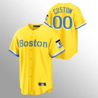 boston marathon inspired 2021 city connect jersey gold light blue flex base cool base replica custom men baseball stitch jersey