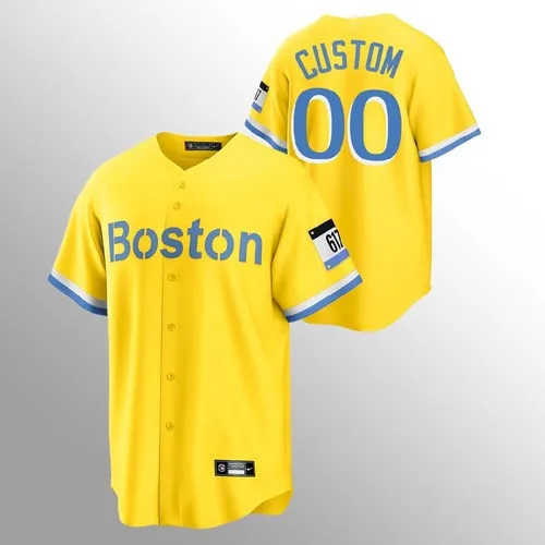 Вдохновленная Бостоном марафоном 2021 Джерси City Connect Золотая светильник синяя