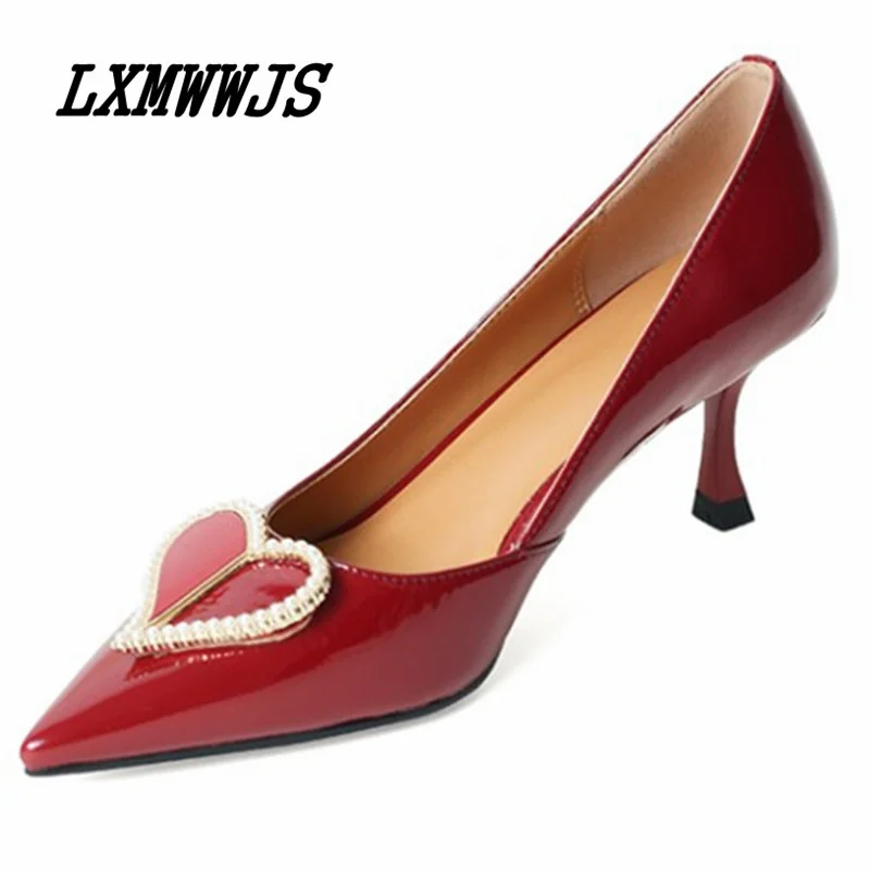 

Women Sandals Pearl Pointed Toe Thin Heels Slip-on Summer Breathable Pumps Fashion Shallow Solid Color High Quality Women Shoes