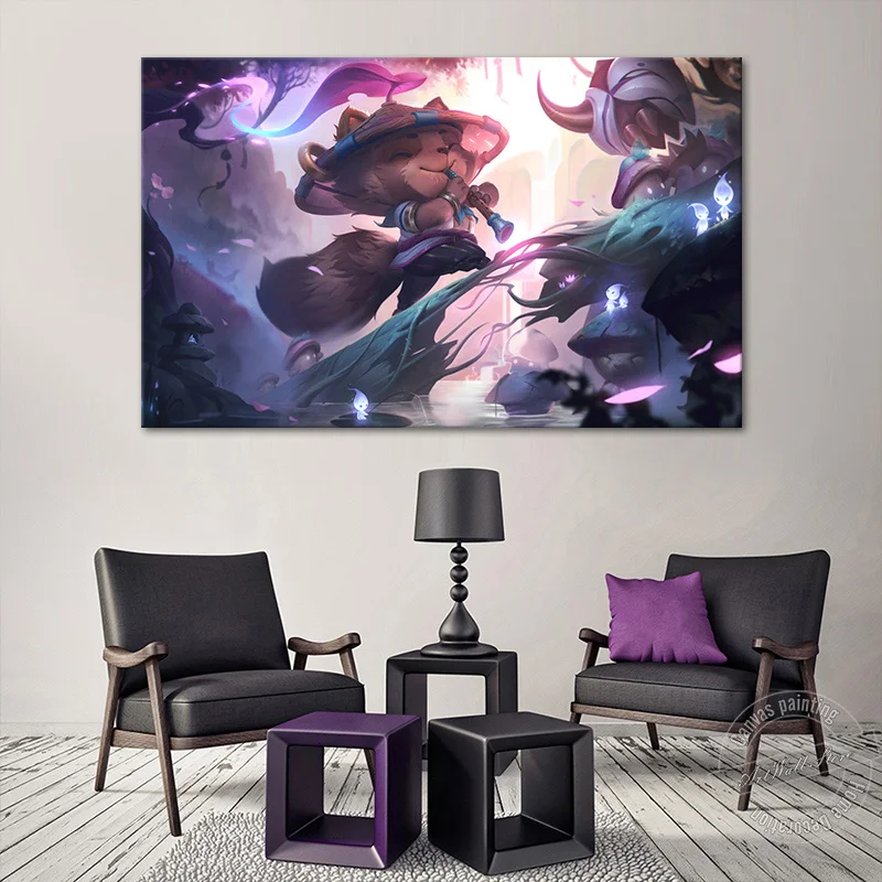 LOL Teemo новая картина на стену с цветущими цветами для гостиной декор Лигой легенд