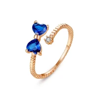 huami adjustable heart rings bowknot women fashion two color zircon gold white metal simple cute gift for girl open finger rings