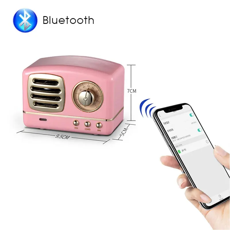 Portable Bluetooth Speaker Retro Mini Wireless USB/TF Card Music Player HIFI Subwoofer Color | Электроника