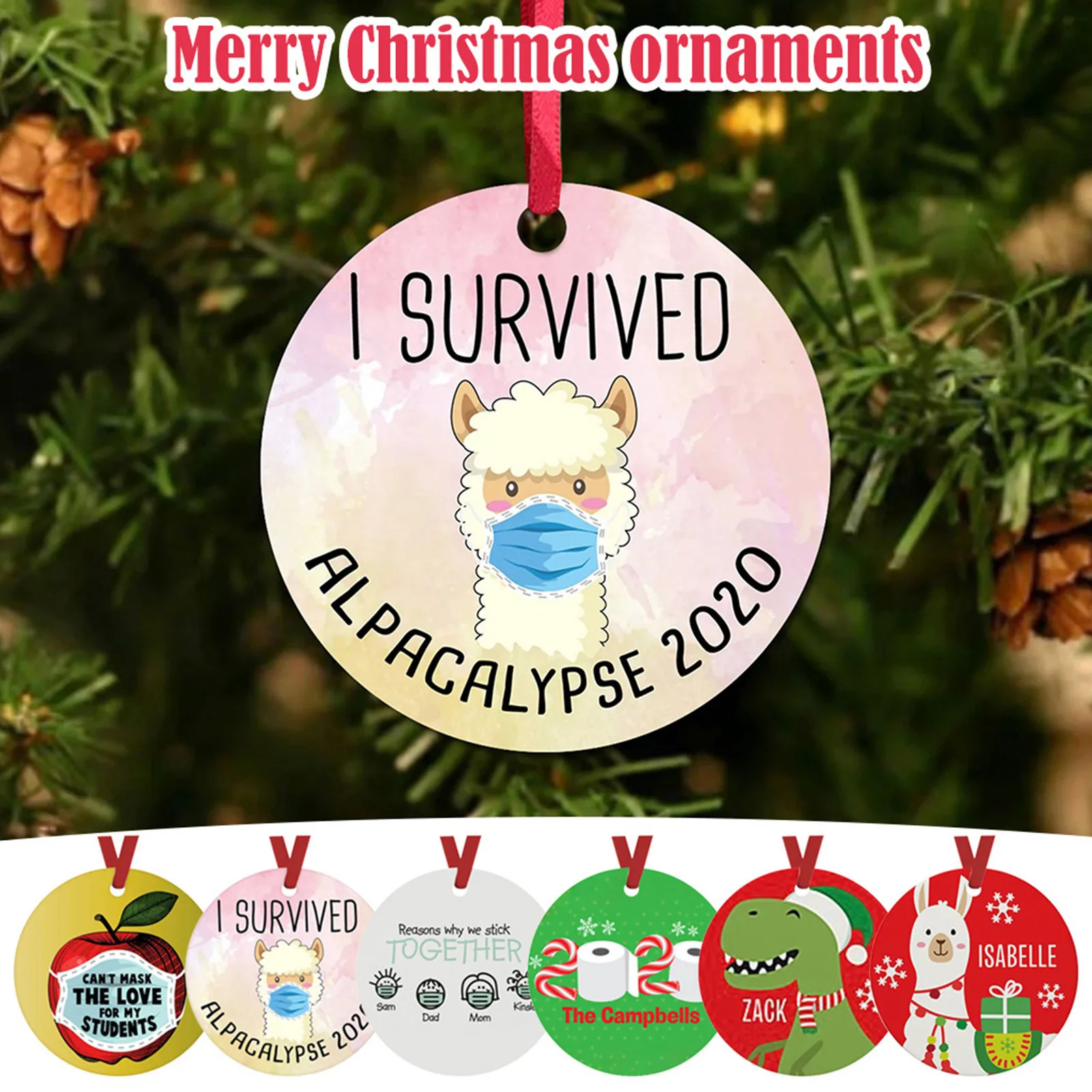 

Рождественские украшения в виде маски 2020, Рождественская елка, персонализированные подвесные украшения для комнаты, подвесные светильники...