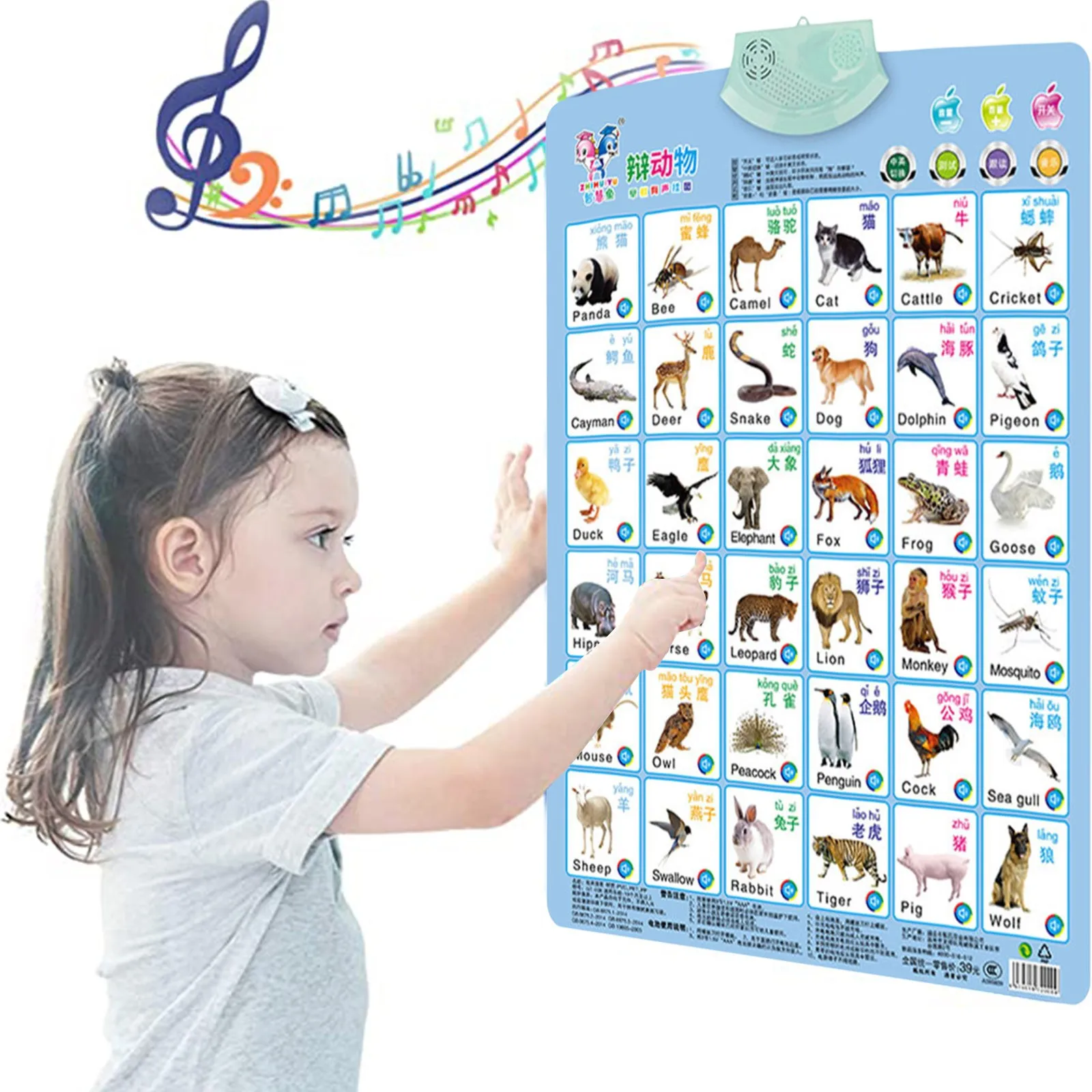 

Монтессори электронный интерактивный Алфавит настенная Таблица, говорящая ABC & 123s & музыкальный плакат творческие обучающие игрушки для дет...