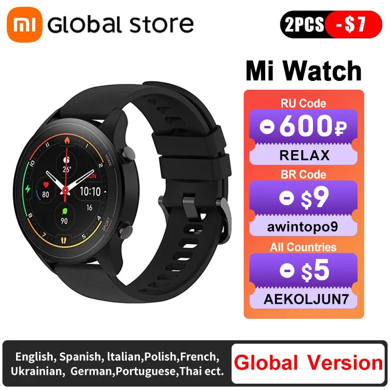 Глобальная версия Xiaomi Mi Watch с кислородом крови GPS Bluetooth 5 0 фитнес монитор