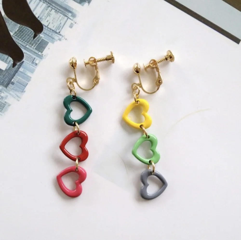 Милые серьги E-Ling карамельных цветов Мультяшные сердца висячие для женщин и