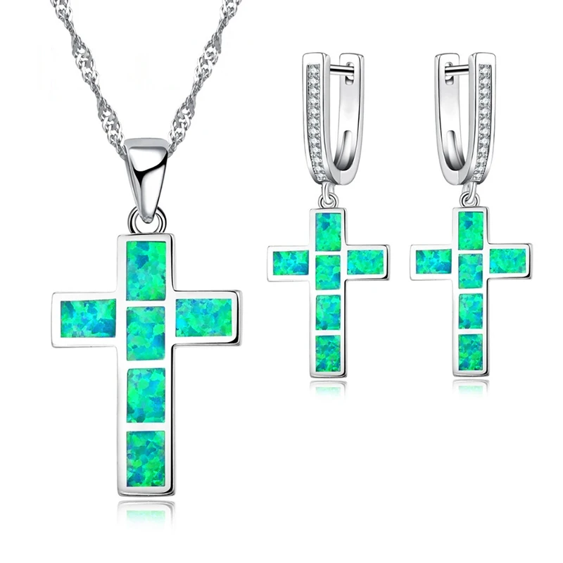 Женский комплект украшений с подвеской ожерелье кулоном в виде синего огненного