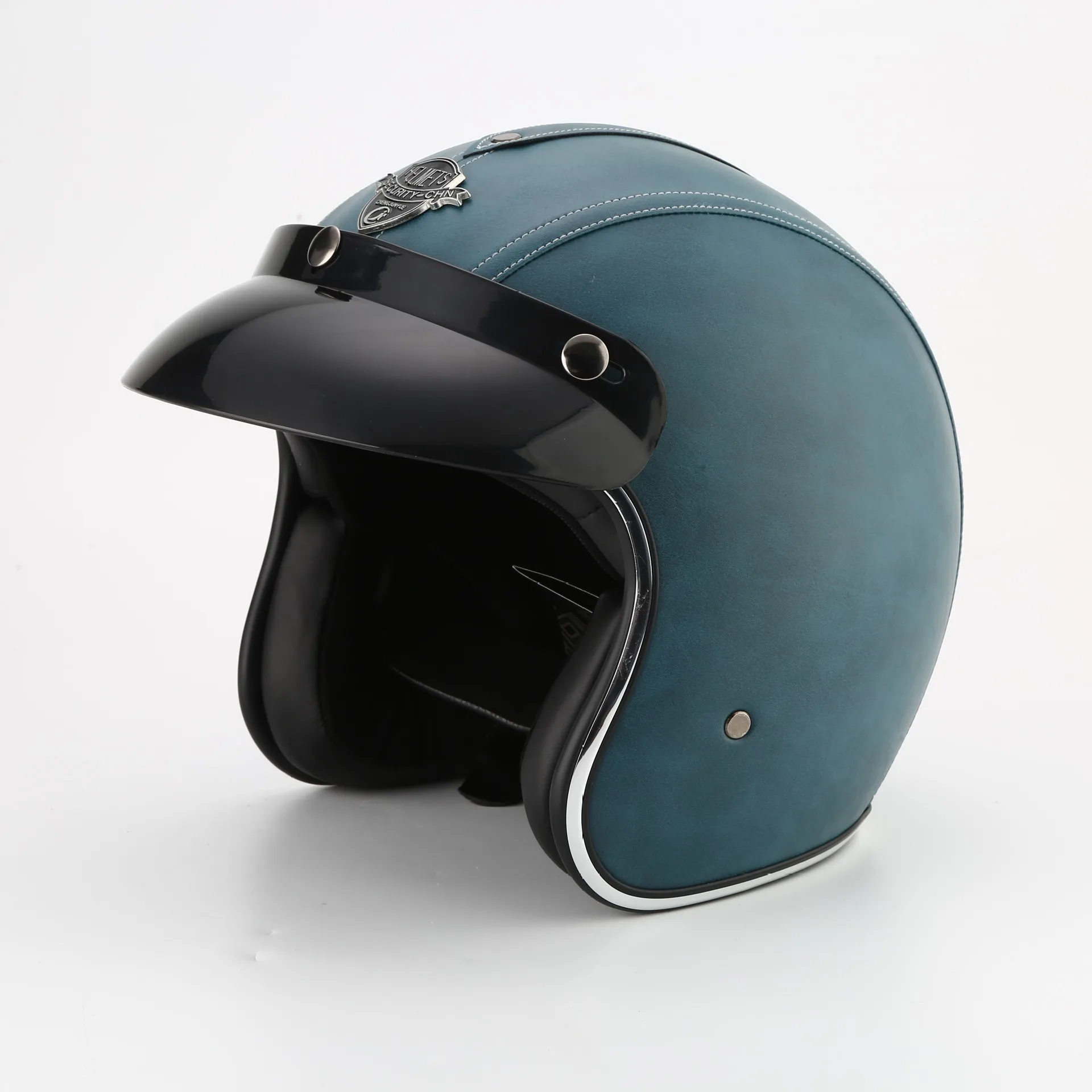 Мотоциклетный шлем классический с двойным козырьком полулицевой в стиле ретро