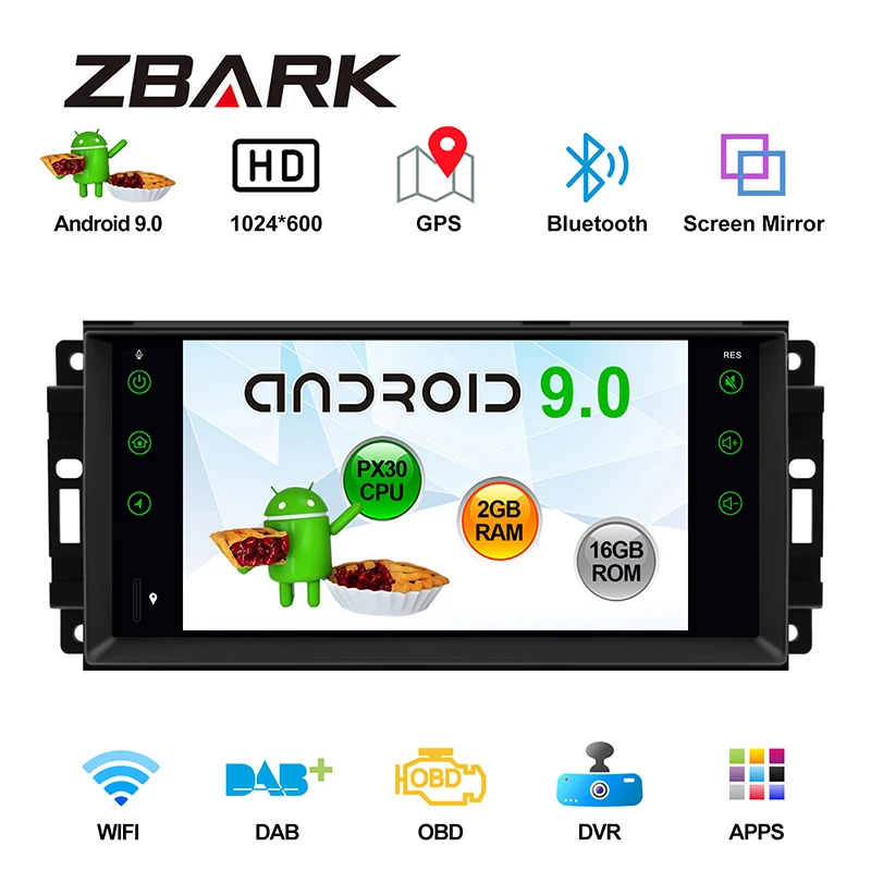 7 &quotAndroid 9 0 автомобильный радиоприемник GPS Navi для JEEP свобода патриота Wrangler Компас