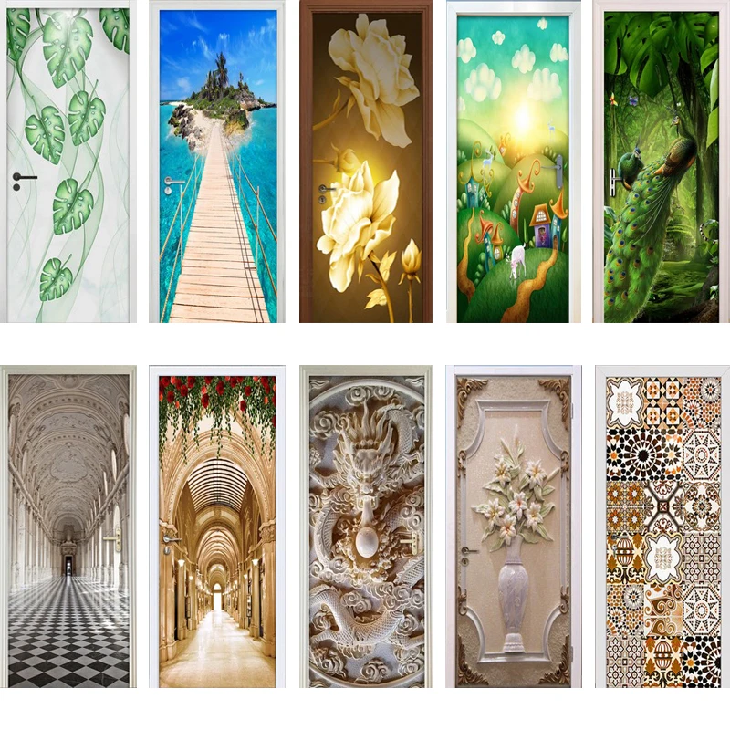 3D наклейка на дверь Настенная Наклейка Настенные обои плакат самоклеящаяся