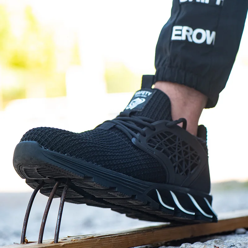 Мужские уличные защитные рабочие ботинки со стальным носком противоударные