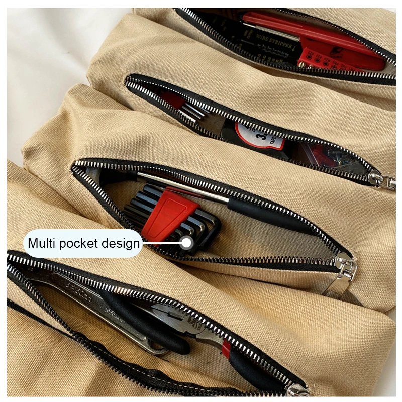 

Hot Sale 1pc Car Tool Roll Up Bags Waxed Canvas Storage Carrier Pouch Tools Tote Sling Holder Back Seat Organizer