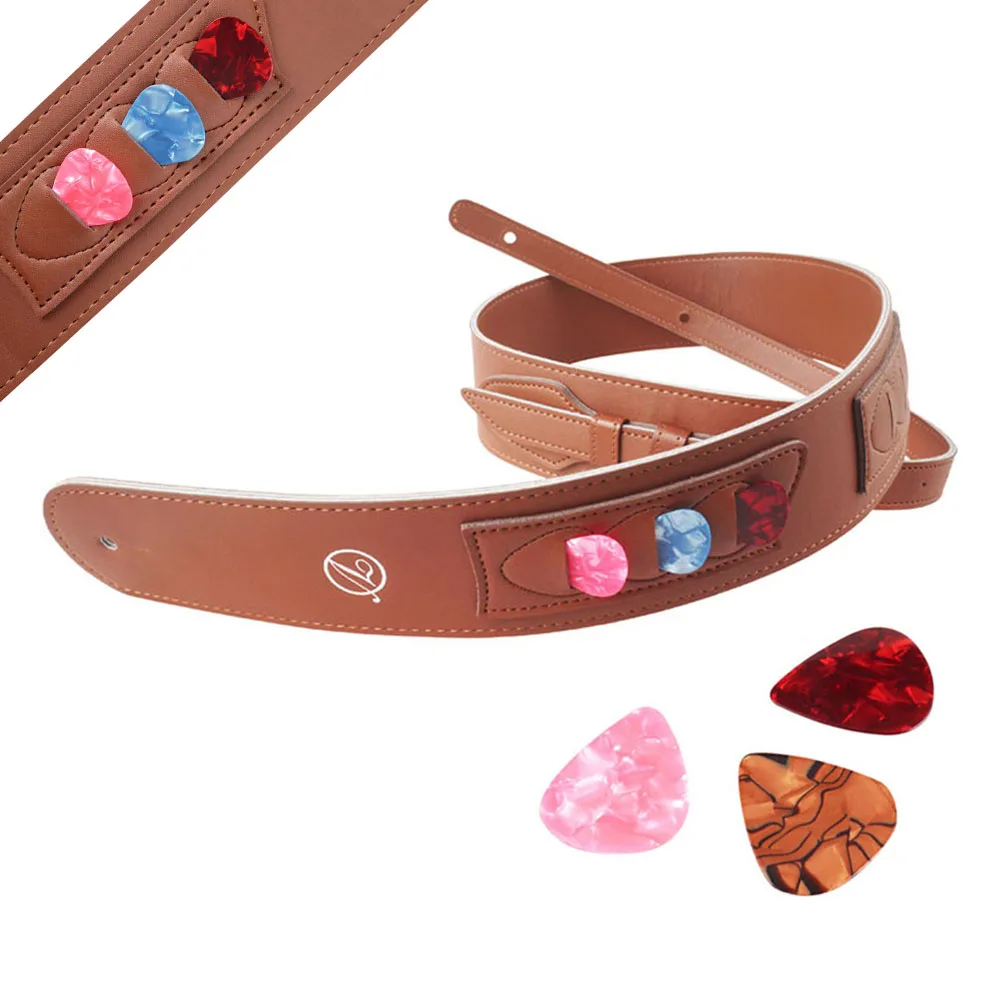 Регулируемый ремень для гитары коричневый прочный фотогитары 6 медиаторов с 3