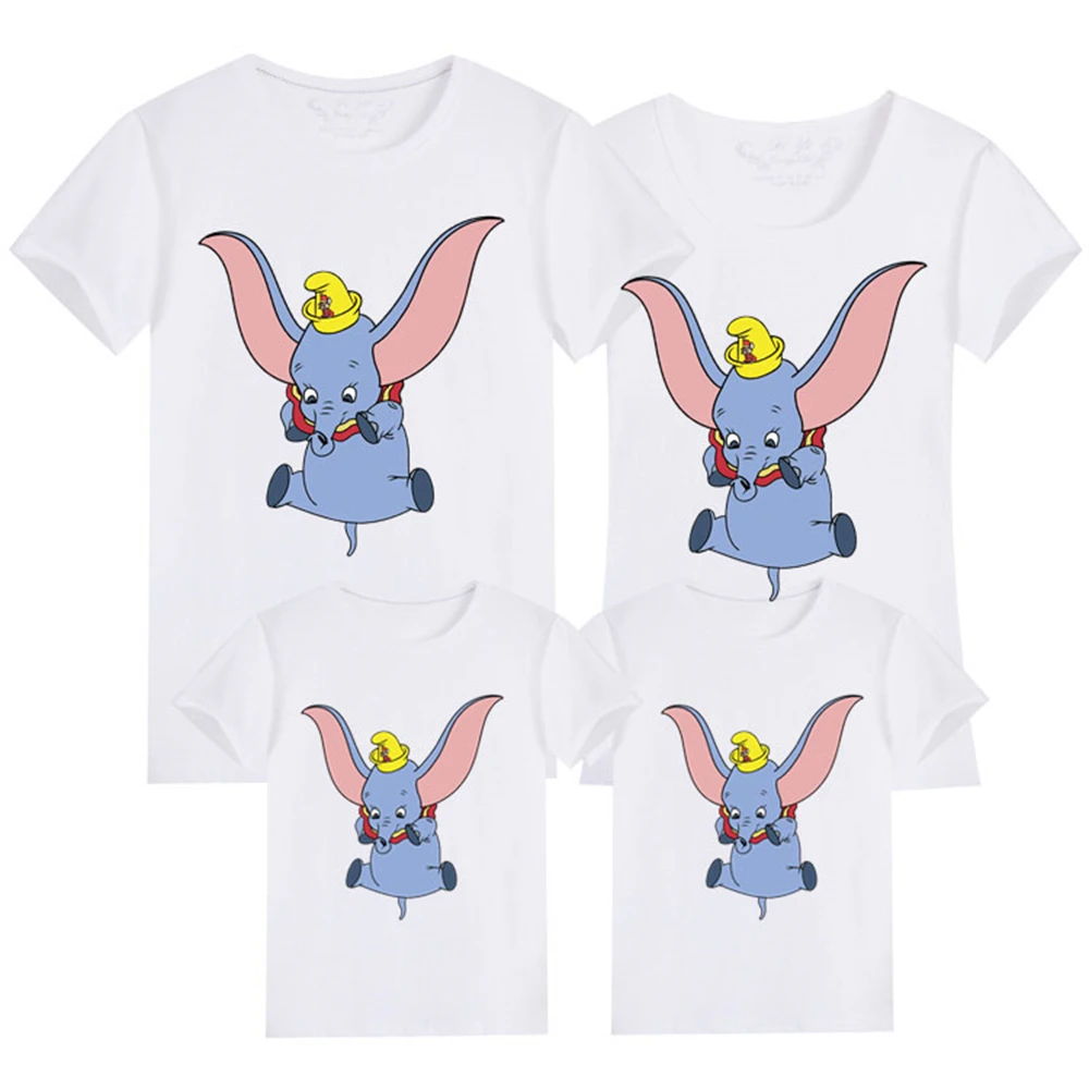

Harajuku Disney Color Painted Family Suit T-shirts Cute Cartoon Dumbo Teeshirts Summer Top Fashion Kids Boys Girls Short Sleeves