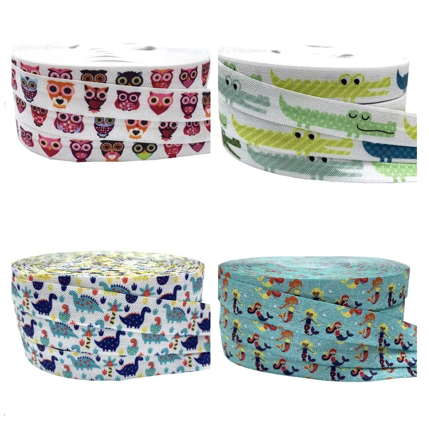 5/8 &quot16 мм Сова динозавр с принтом Русалочки эластичная повязка для головы лента